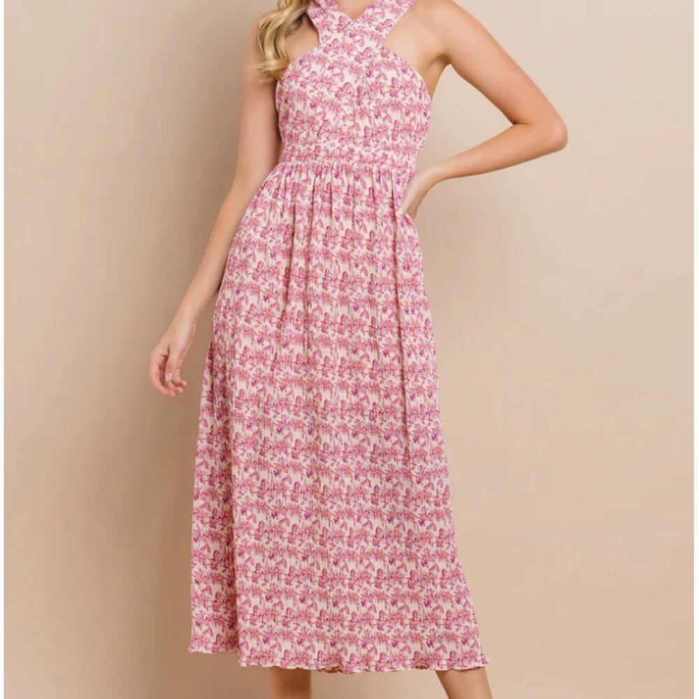 TCEC Pink Floral Midi Dress